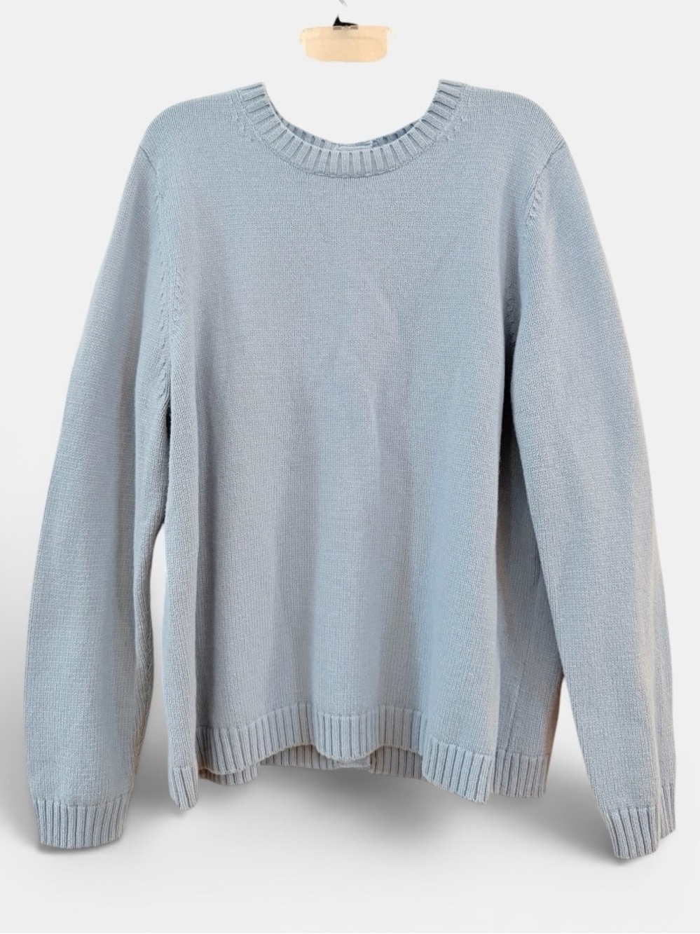 NWT J Jill light blue back button crew sweater